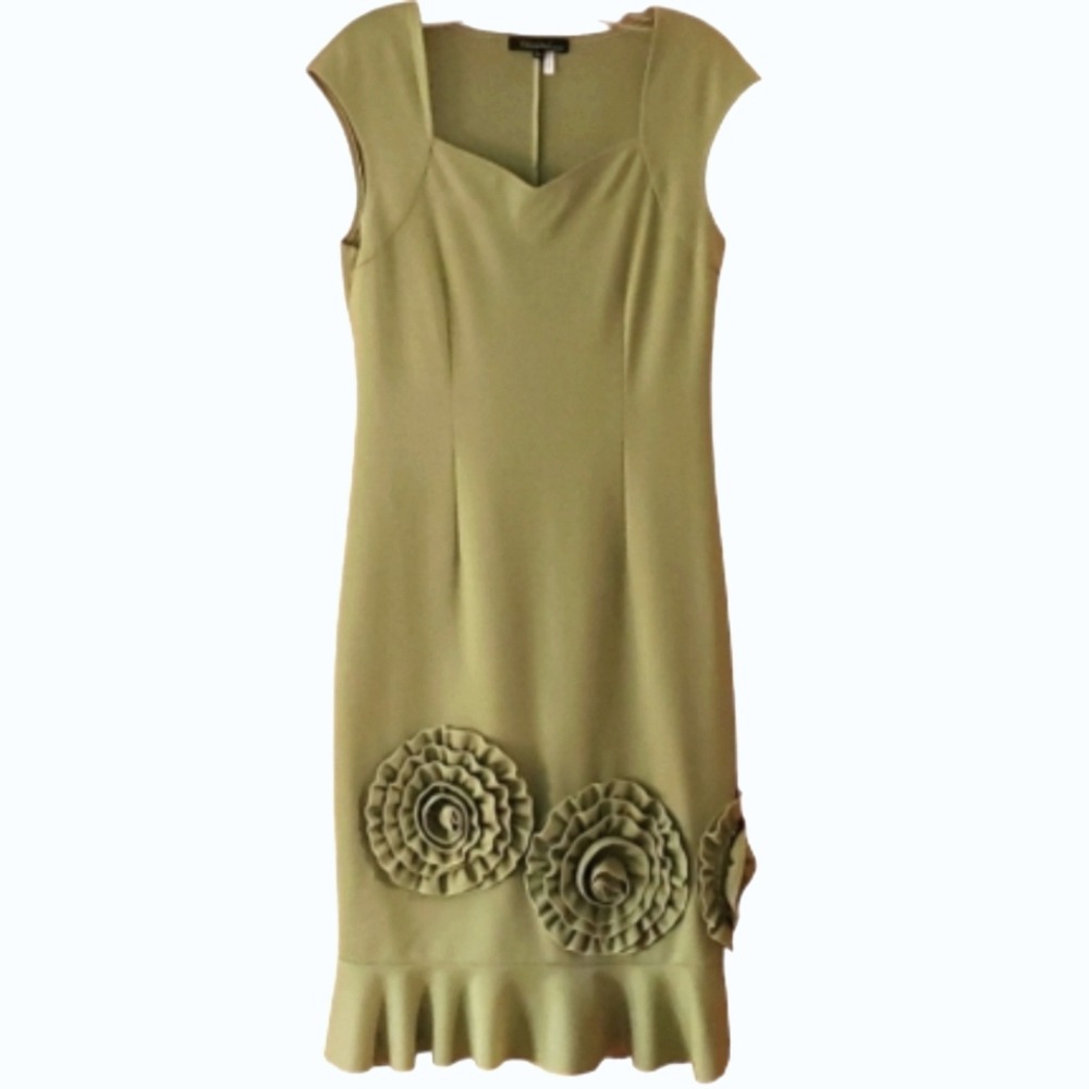 Chantal Nissim Womans Green Flamenco Style Floral Dress Size M/L